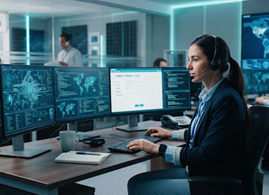 Support specialist at monitoring desk