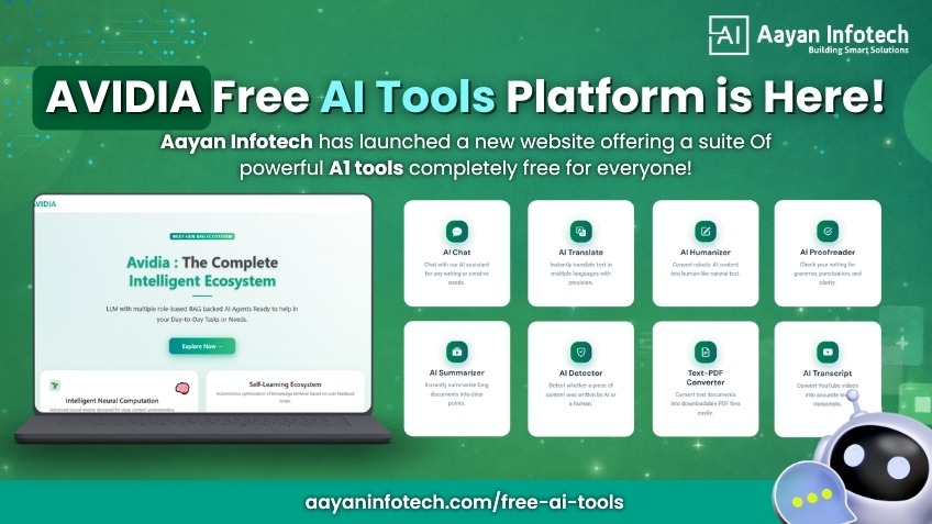 Aayan Infotech Launches AVIDIA Free AI Tool to Democratize AI Access Worldwide
