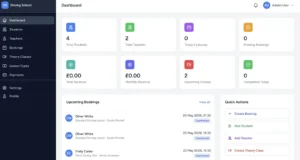 Driving School Admin Dashboard Features
